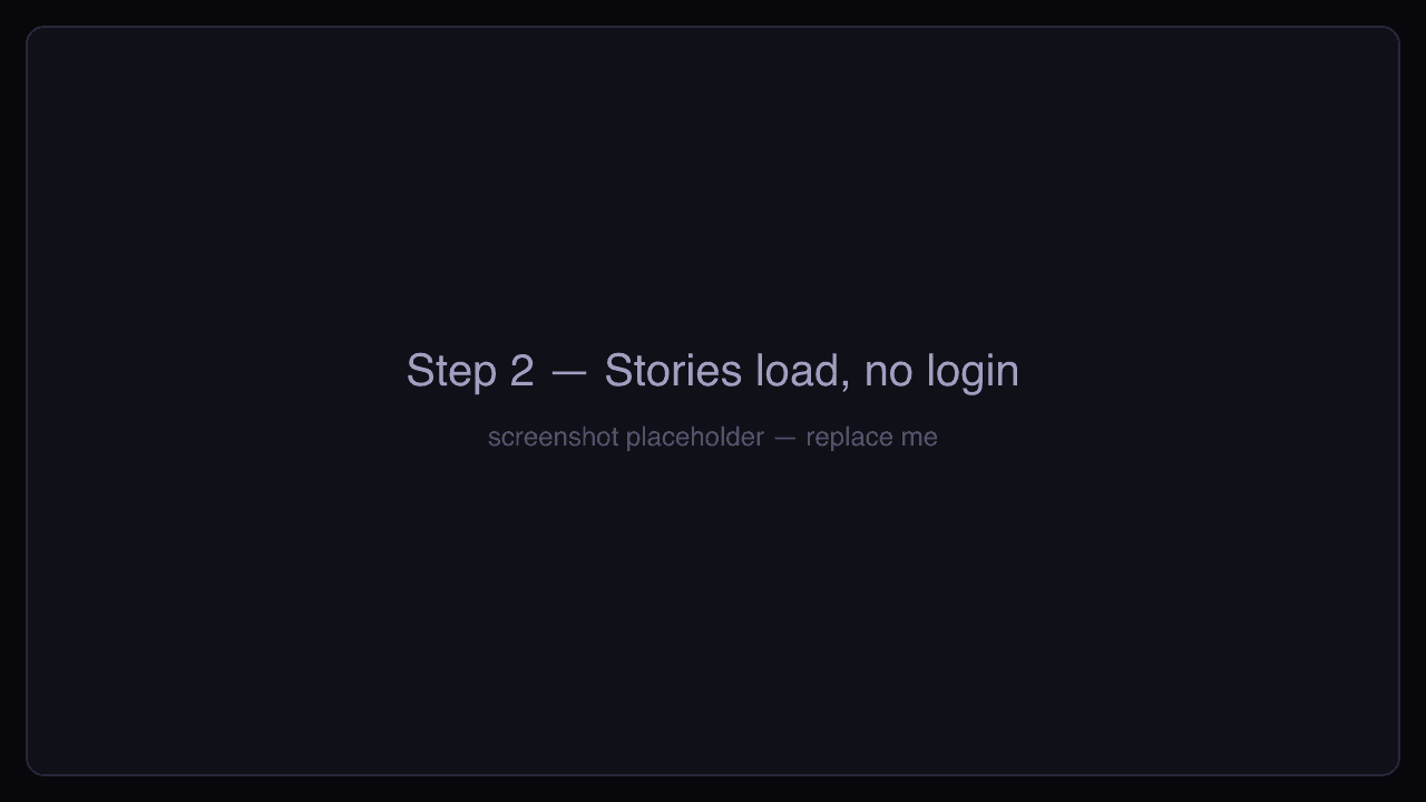 Stories loading in the browser without any Instagram login