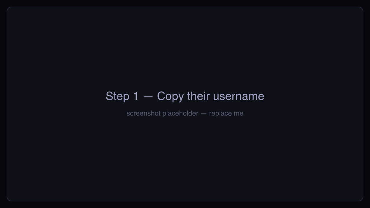 Copying an Instagram username from the profile page